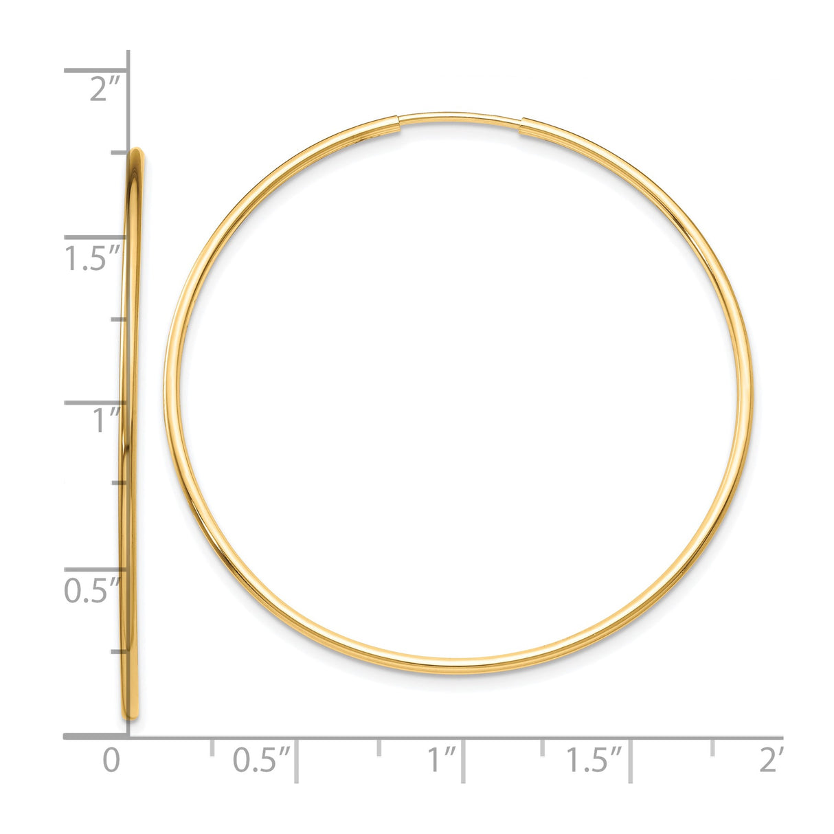 10k Yellow Gold Large Hoop Earrings, Polished Round Tube Style, Minimalist Modern Design