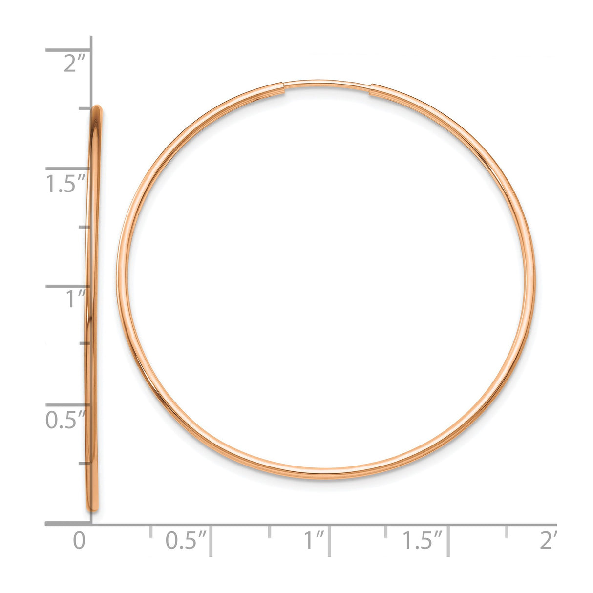 10k Rose Gold Hoop Earrings, Lightweight Polished Tube Design for Women