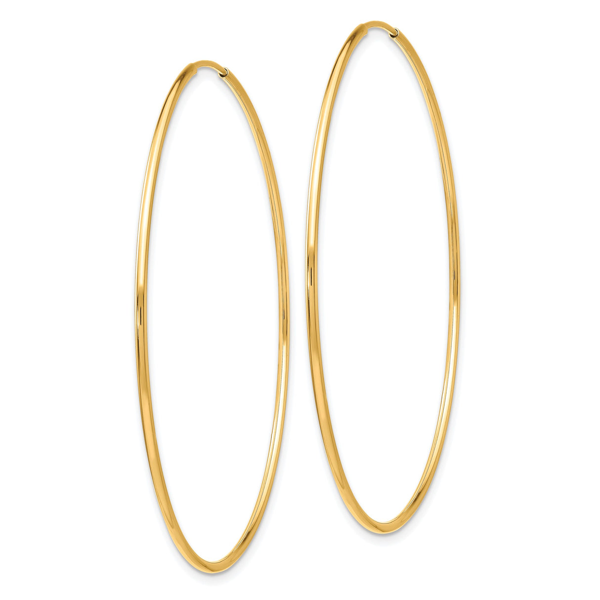 10k Yellow Gold Hoop Earrings, Lightweight Polished Tube Design, Classic Minimalist Style