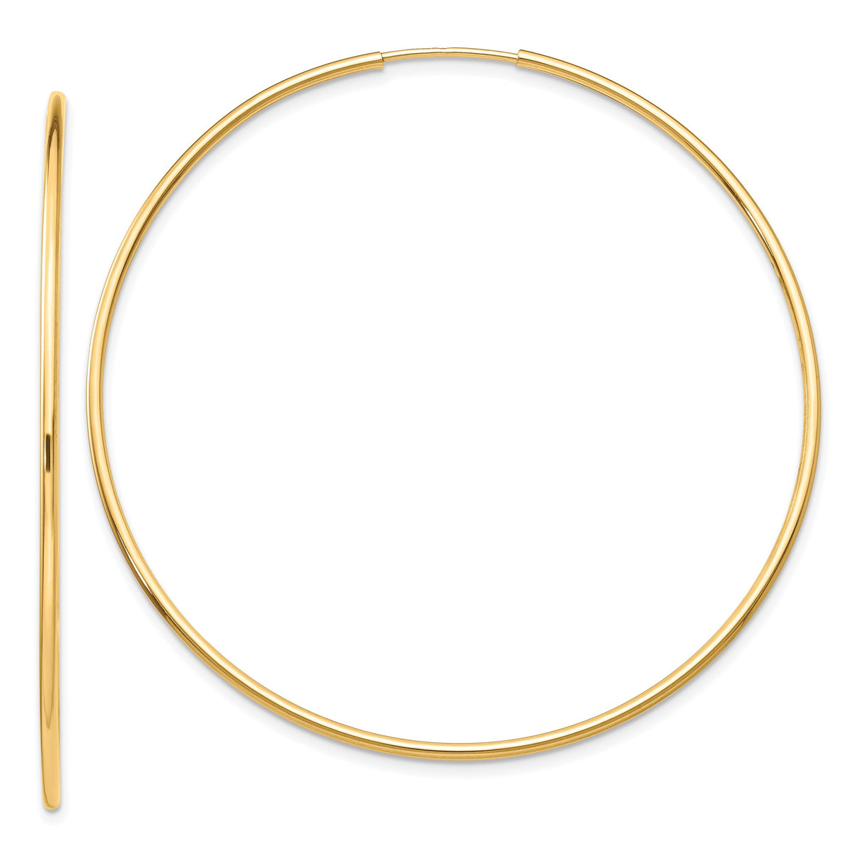 10k Yellow Gold Hoop Earrings, Lightweight Polished Tube Design, Classic Minimalist Style