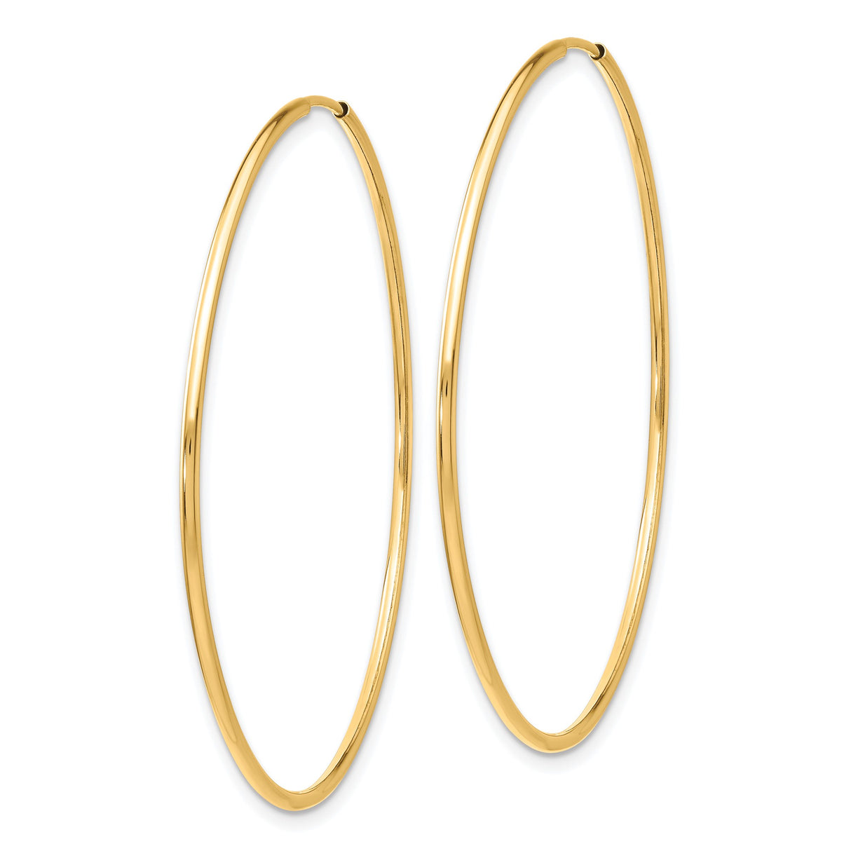 10k Yellow Gold Hoop Earrings, Lightweight Polished Tube Hoops with Minimalist Design for Women