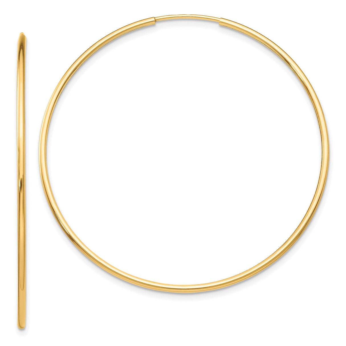 10k Yellow Gold Hoop Earrings, Lightweight Polished Tube Hoops with Minimalist Design for Women