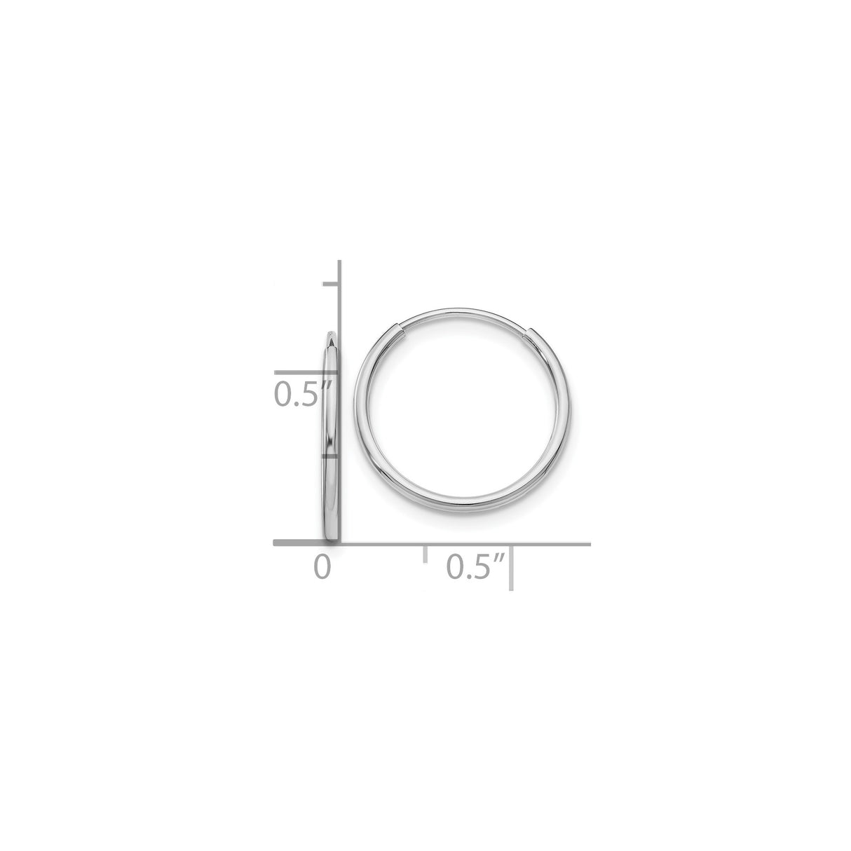 10k White Gold Hoop Earrings, Minimalist Round Tube Design, Lightweight Classic Style