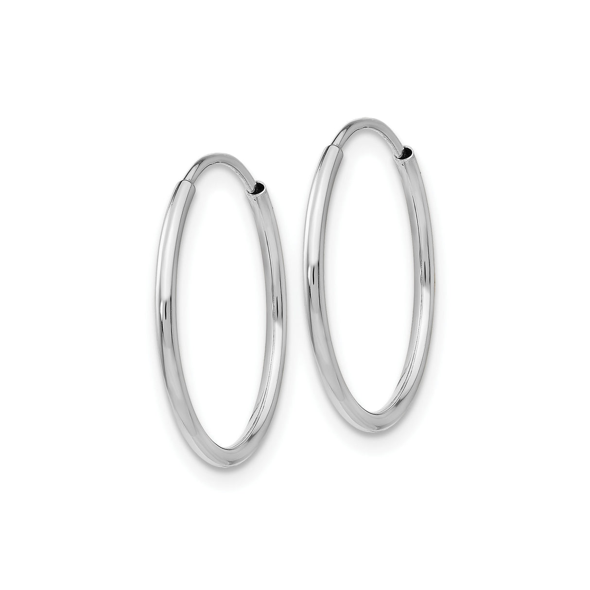 10k White Gold Hoop Earrings, Lightweight Polished Tube Hoops, Minimalist Classic Design for Women