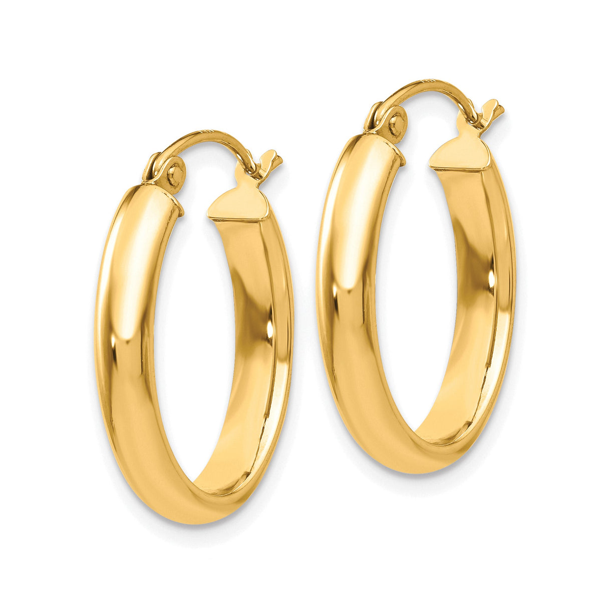 10k Yellow Gold Oval Hoop Earrings, Lightweight Polished Minimalist Design for Women