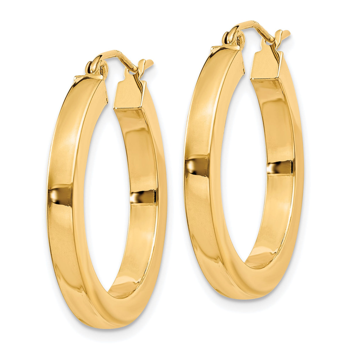 10k Yellow Gold Hoop Earrings, Classic Round Design with Polished High-Shine Finish