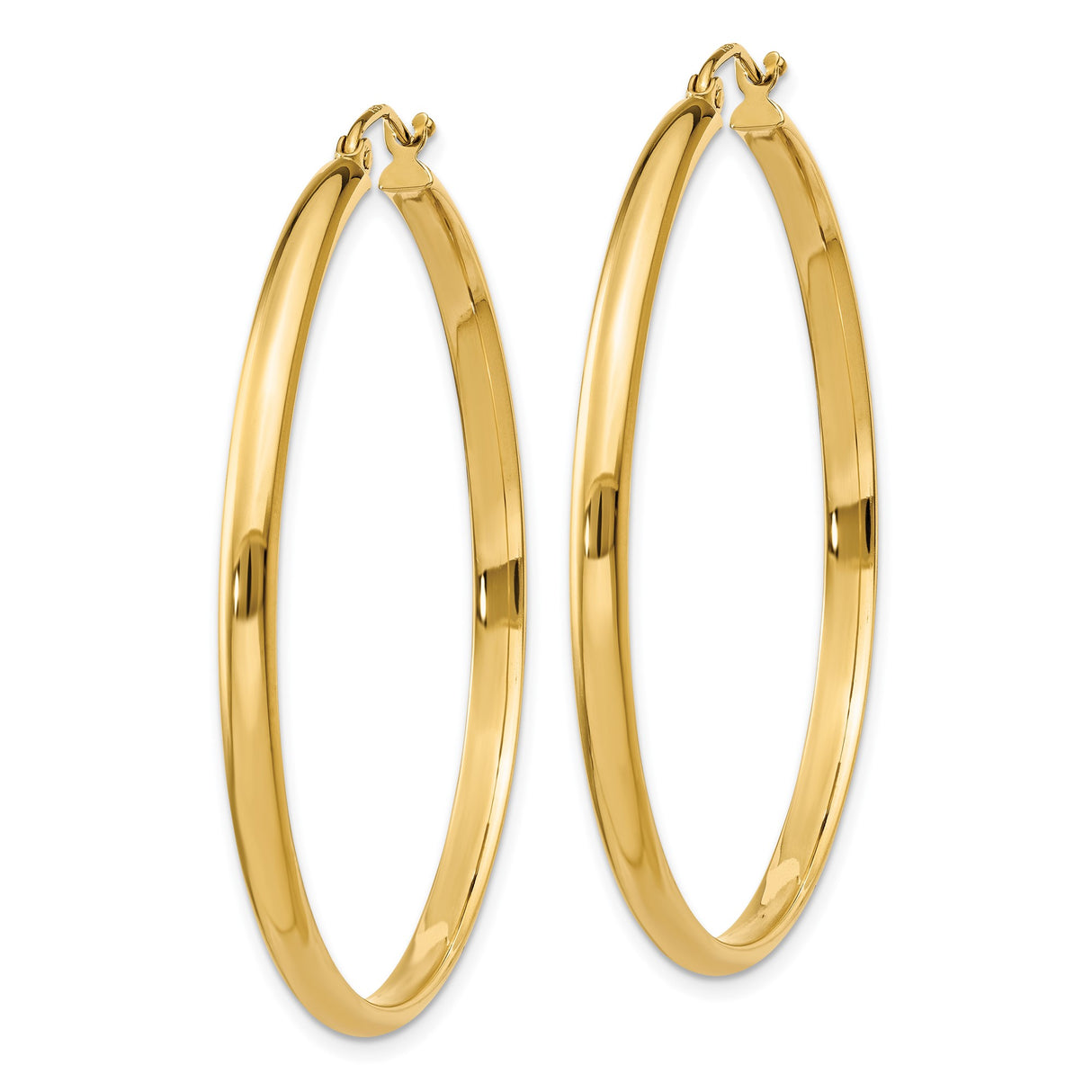 10k Yellow Gold Hoop Earrings, Classic Round Polished Design, Lightweight Minimalist Style
