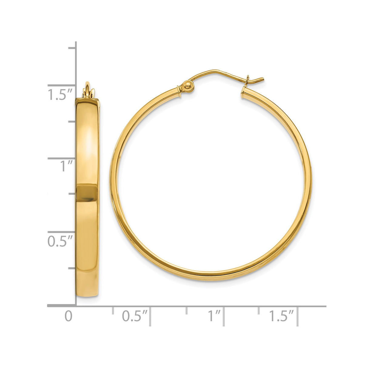 10k Yellow Gold Hoop Earrings, Classic Round High Polish Hoops with Latch Back Closure