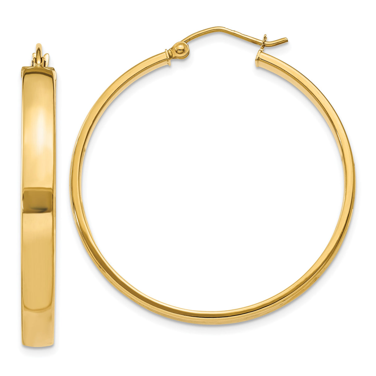 10k Yellow Gold Hoop Earrings, Classic Round High Polish Hoops with Latch Back Closure