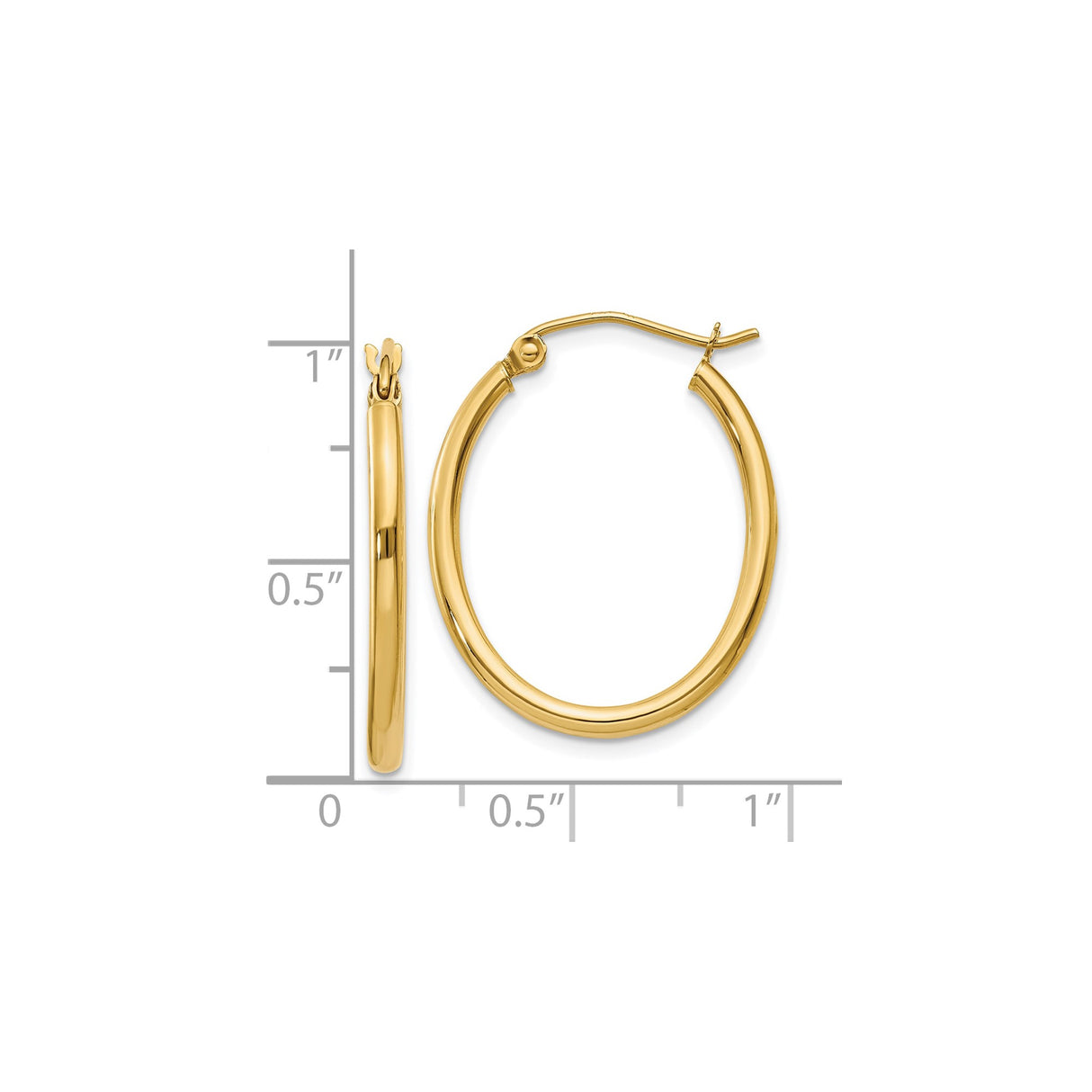 10k Yellow Gold Hoop Earrings, Classic Round Design with Latch Back Closure, Polished Finish
