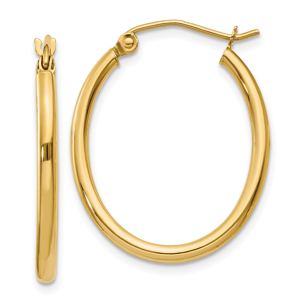 10k Yellow Gold Hoop Earrings, Classic Round Design with Latch Back Closure, Polished Finish