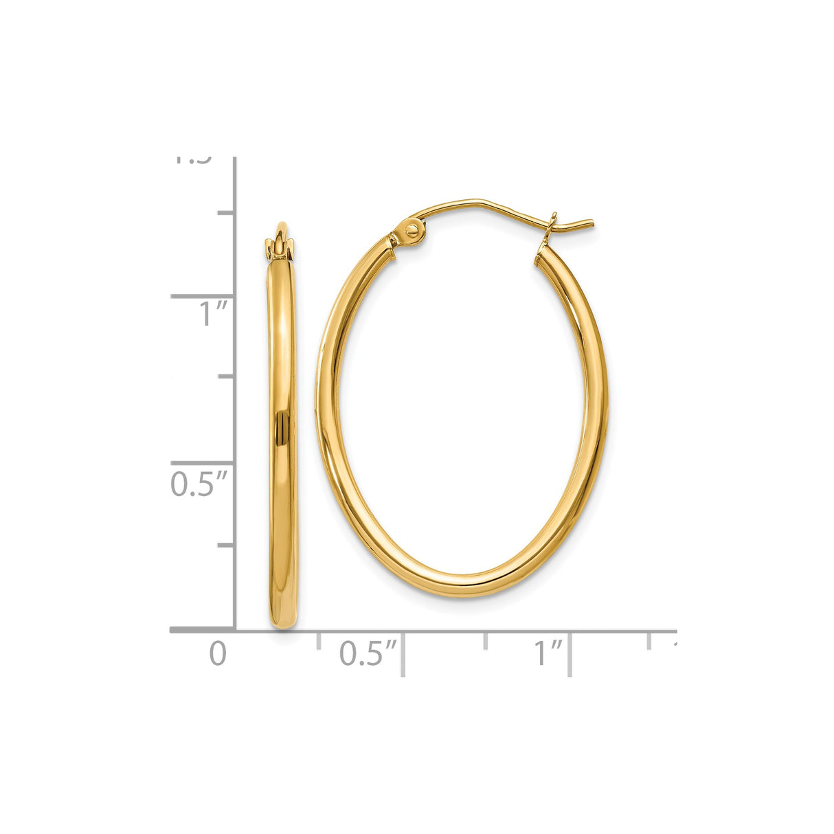 10k Yellow Gold Oval Hoop Earrings, Polished Lightweight Minimalist Style for Women