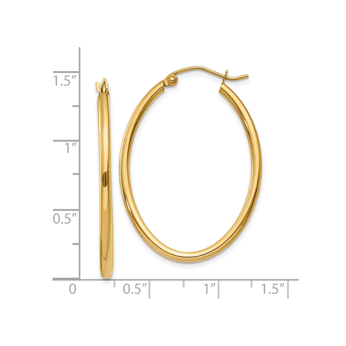 10k Yellow Gold Hoop Earrings, Classic Round Polished Design, Lightweight Everyday Style