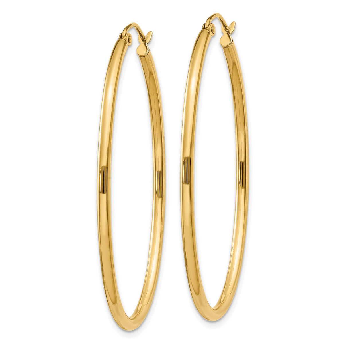 10k Yellow Gold Hoop Earrings, Classic Round Lightweight Design for Women