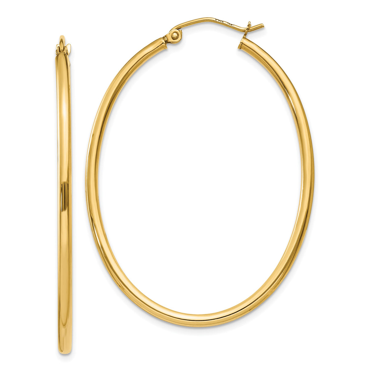10k Yellow Gold Hoop Earrings, Classic Round Lightweight Design for Women