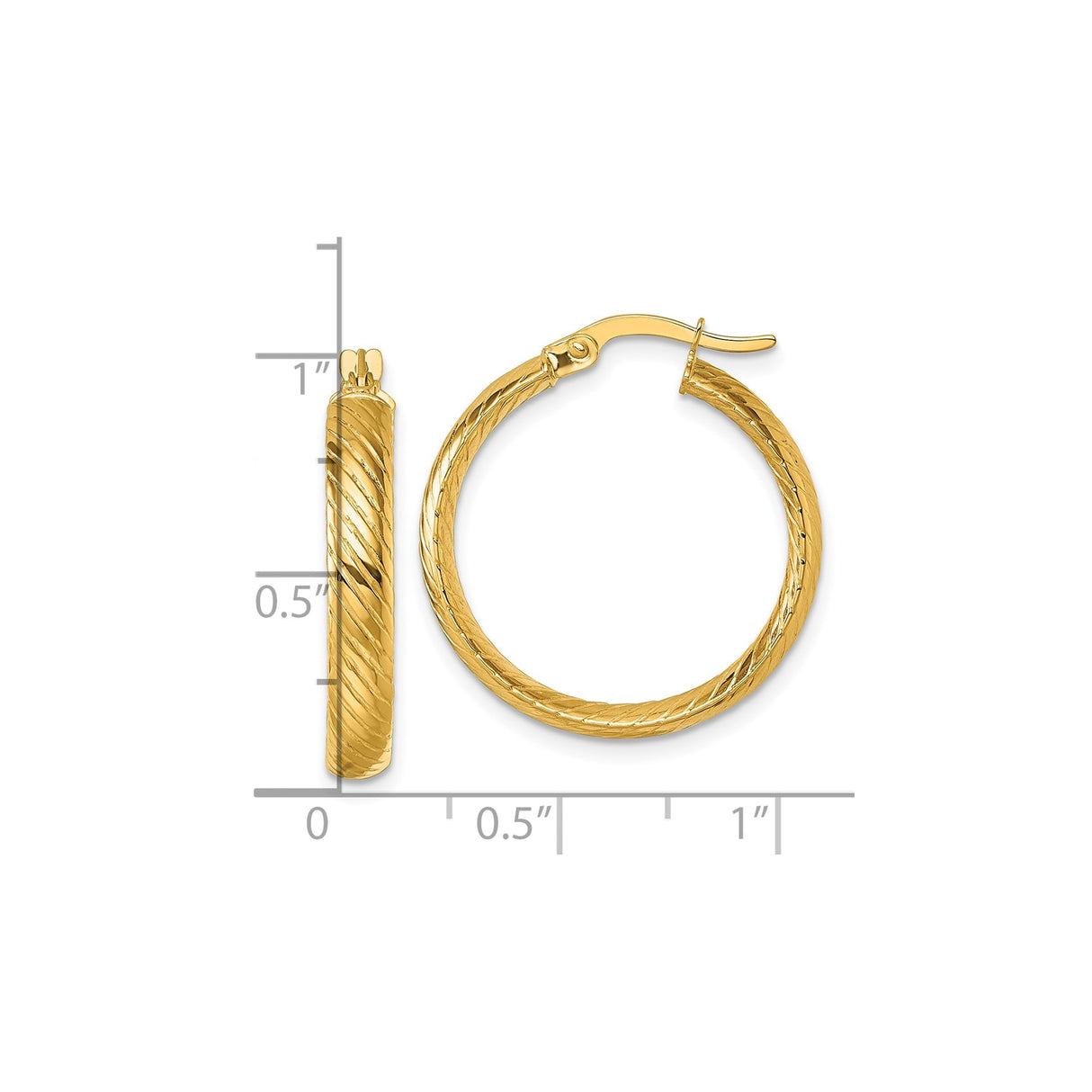 10k Yellow Gold Hoop Earrings with Polished Twisted Design and Textured Finish