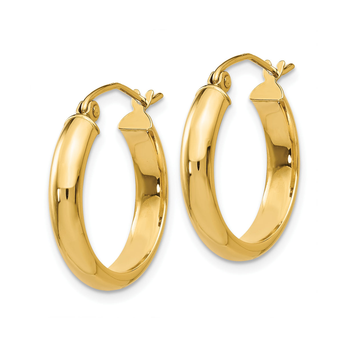 10k Yellow Gold Hoop Earrings, Classic Round Tube Design, Polished Finish, Lightweight Style