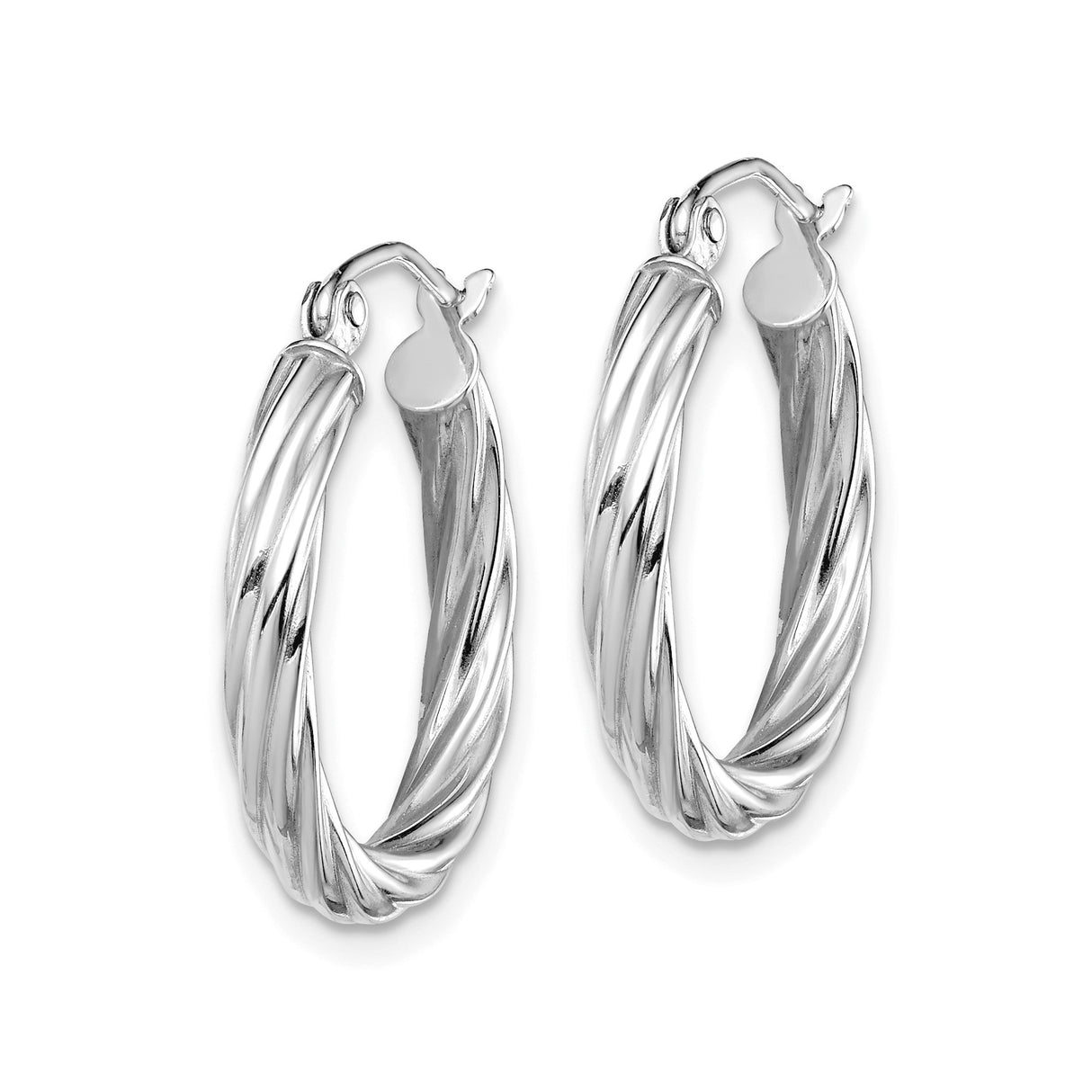 10k White Gold Hoop Earrings with Twisted Braided Design and Polished Finish