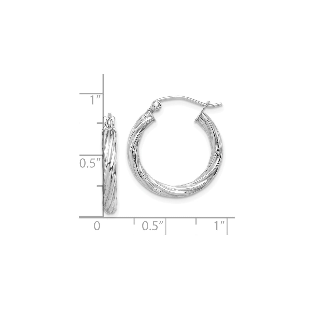 10k White Gold Hoop Earrings with Twisted Braided Design and Polished Finish