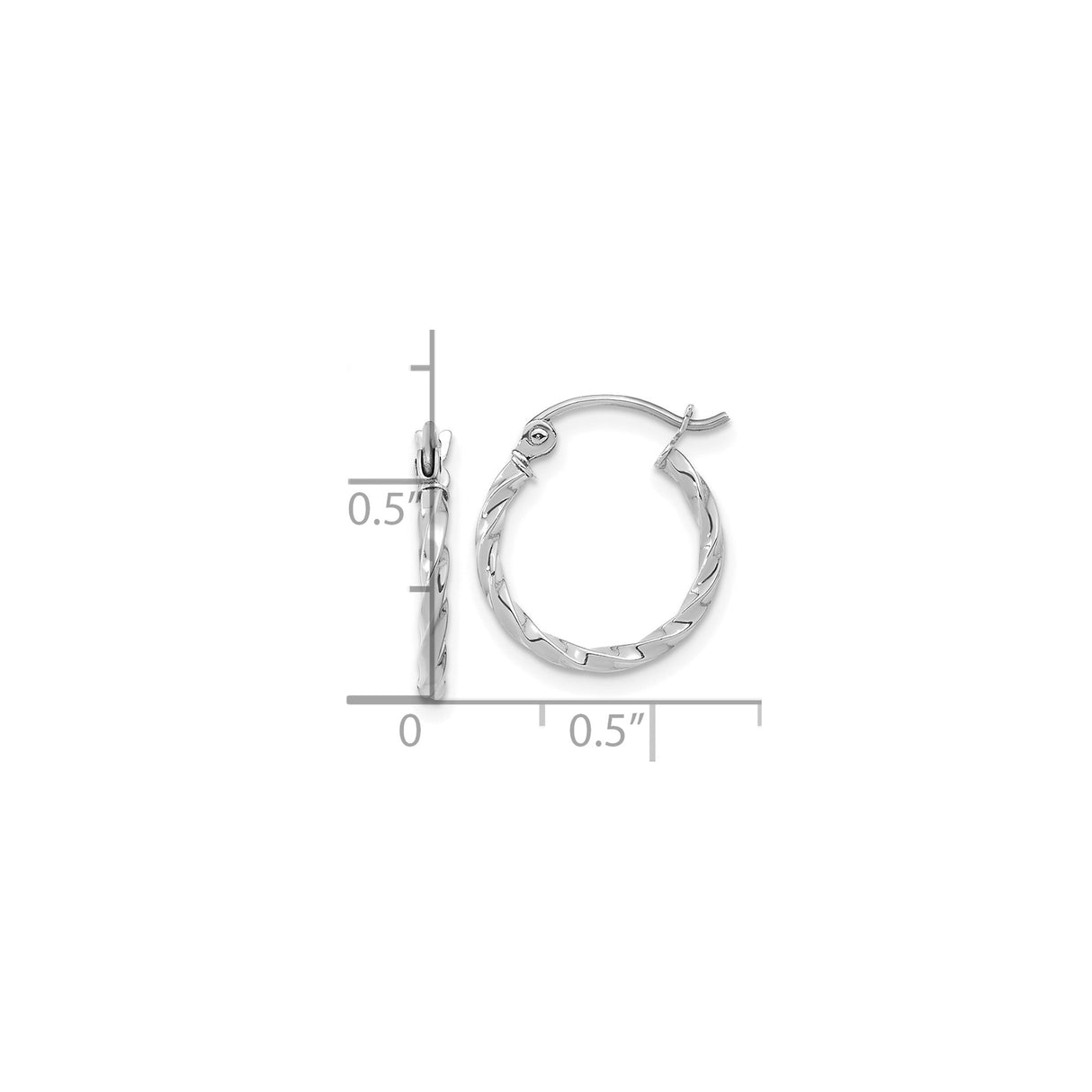 10k White Gold Hoop Earrings, Twisted Polished Rope Style, Lightweight Modern Design for Women