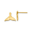 10k Yellow Gold Whale Tail Stud Earrings, Nautical Marine Life Theme for Women