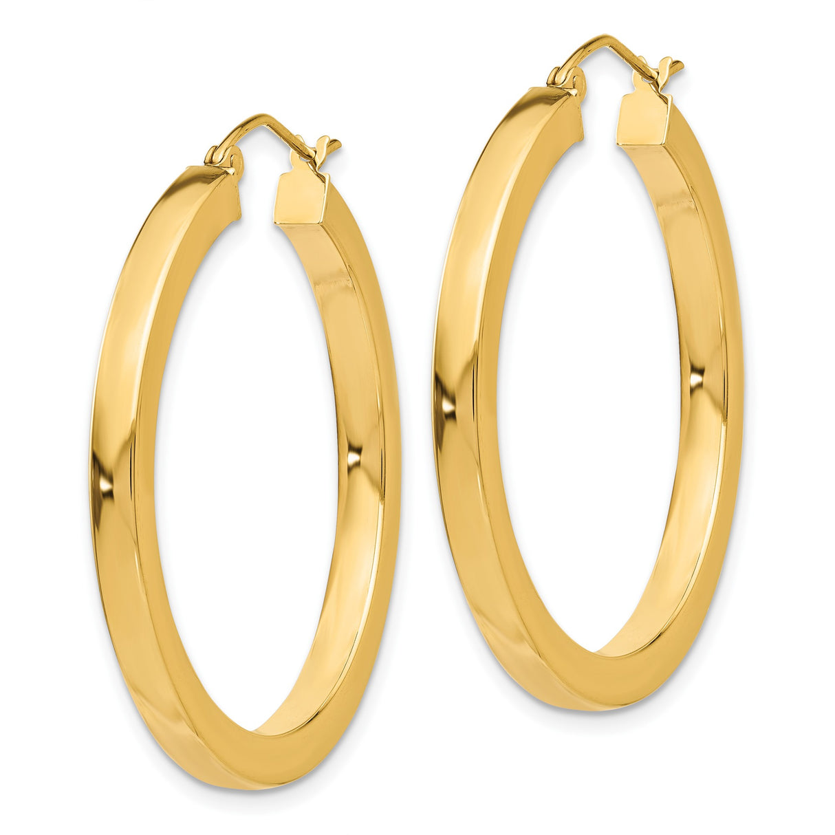 10k Yellow Gold Hoop Earrings, Round Lightweight Design, High-Polish Classic Style for Women