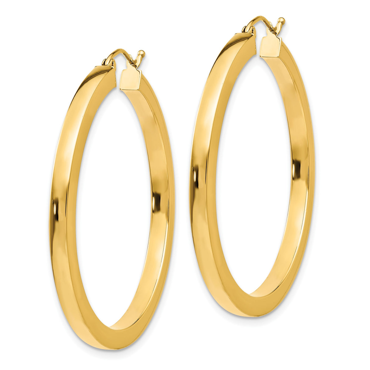 10k Yellow Gold Hoop Earrings, Classic Round Polished Design, Minimalist Everyday Style