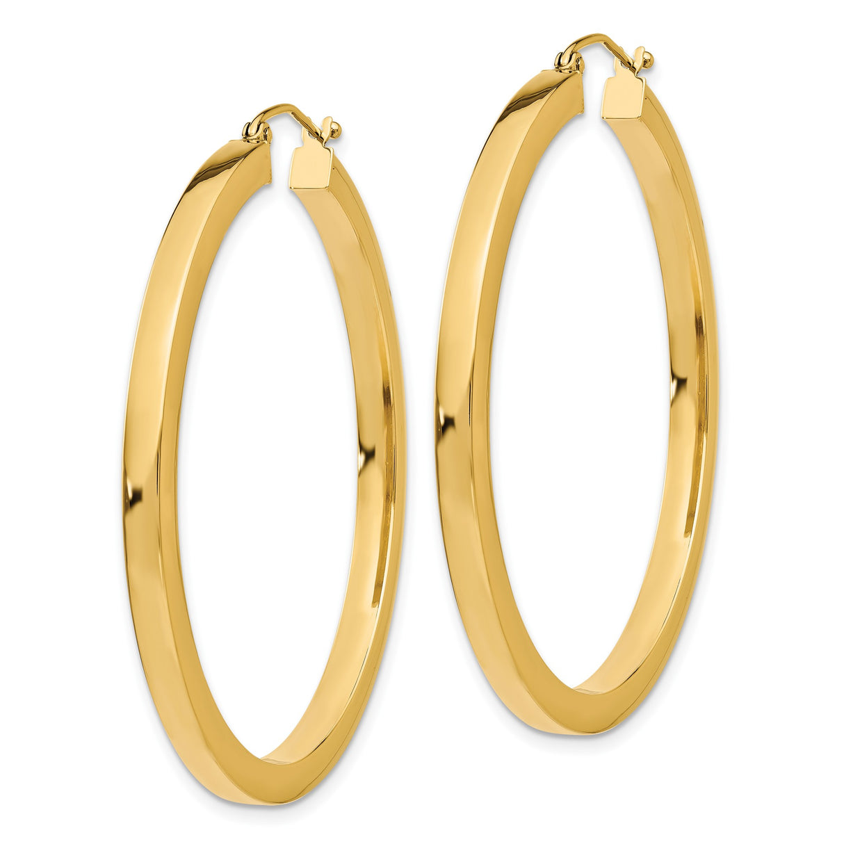 10k Yellow Gold Hoop Earrings, Medium to Large Polished Round Hoops, Minimalist Lightweight Style for Women