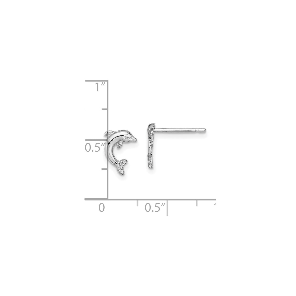 10k White Gold Dolphin Stud Earrings, Jumping Marine Life Design for Women