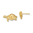 10k Yellow Gold Turtle Stud Earrings, Marine Life Theme, Symbol of Longevity and Protection