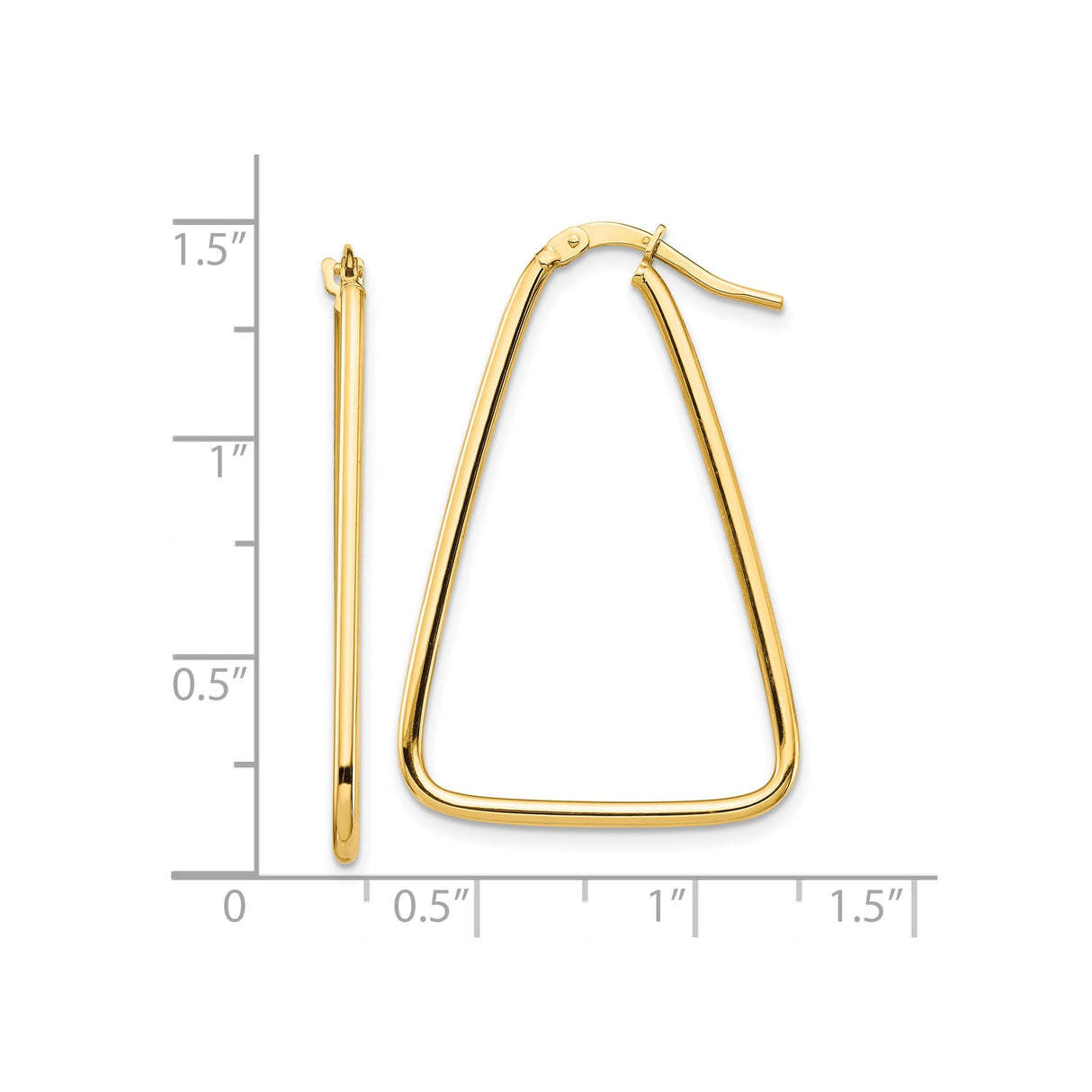 10k Yellow Gold Hoop Earrings, Geometric Trapezoid Shape, Modern Minimalist Style for Women