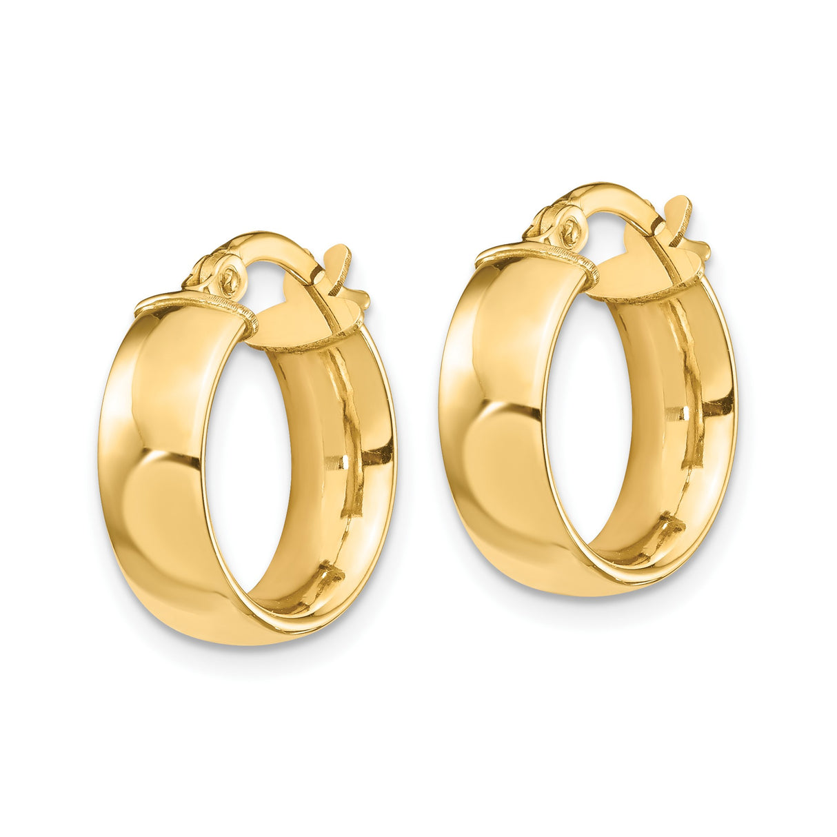10k Yellow Gold Hoop Earrings, Polished Lightweight Design, Classic Minimalist Style for Women