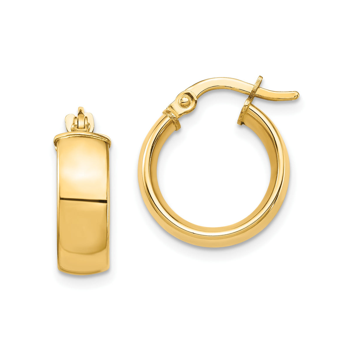 10k Yellow Gold Hoop Earrings, Polished Lightweight Design, Classic Minimalist Style for Women