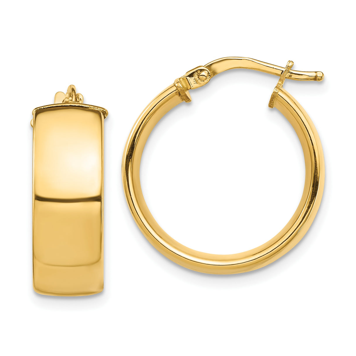 10k Yellow Gold Hoop Earrings, Smooth Polished Finish, Lightweight Minimalist Style for Women