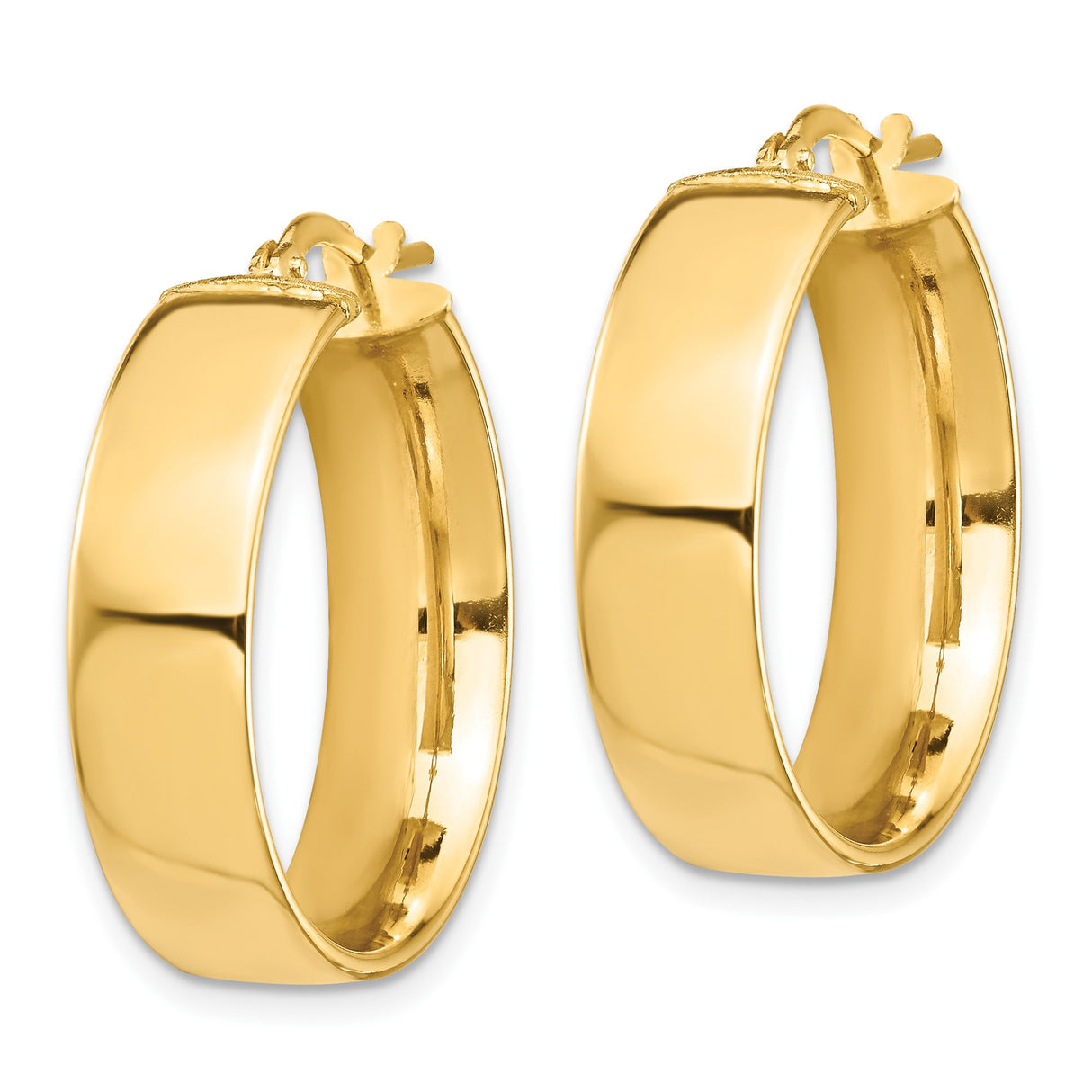 10k Yellow Gold Hoop Earrings, Polished Finish, Classic Latch Back, Medium Size, Lightweight Design