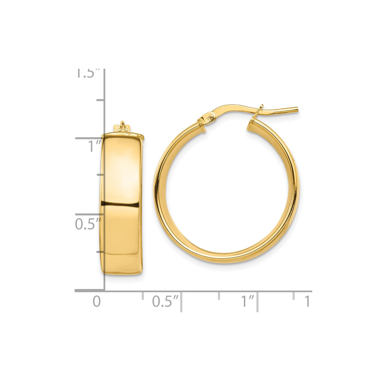 10k Yellow Gold Hoop Earrings, Polished Finish, Classic Latch Back, Medium Size, Lightweight Design