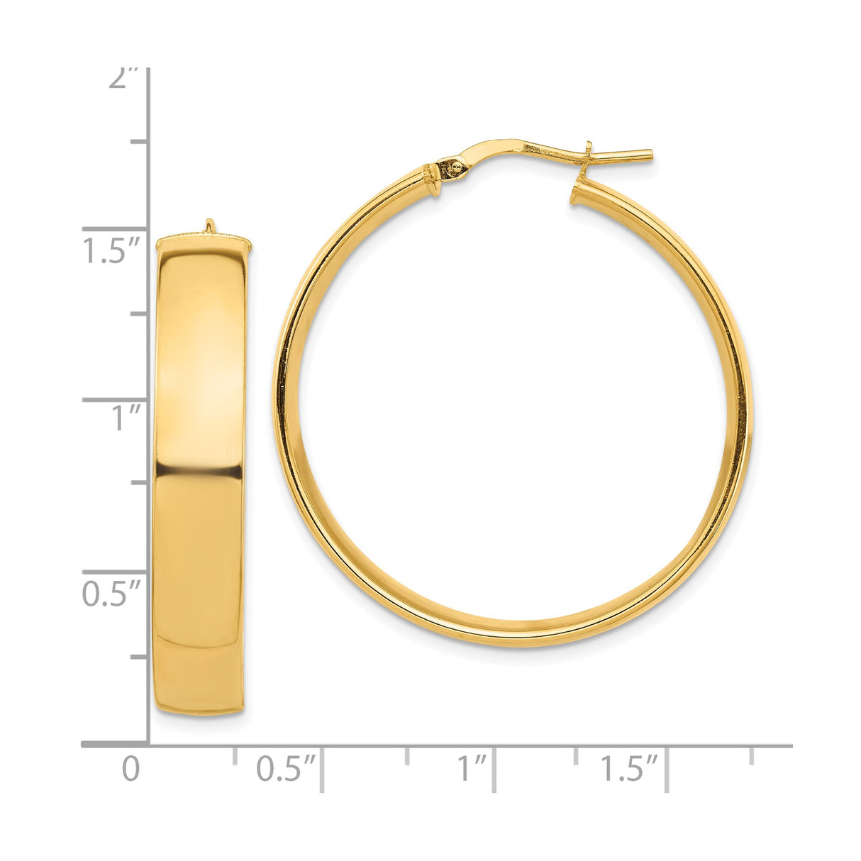 10k Yellow Gold Hoop Earrings, Classic Round Lightweight Design, Latch Back Closure
