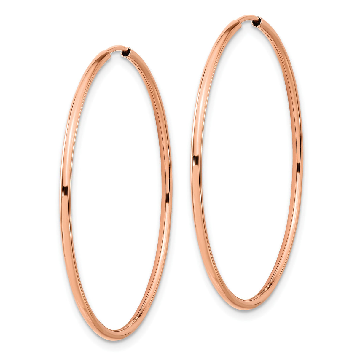 10k Rose Gold Hoop Earrings, Sleek Minimalist Lightweight Design for Women