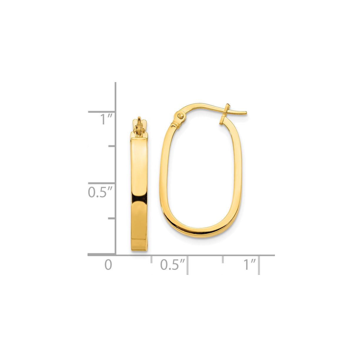 10k Yellow Gold Hoop Earrings, Oval Shape with Hinged Back, Sleek Polished Finish, Lightweight Design for Women