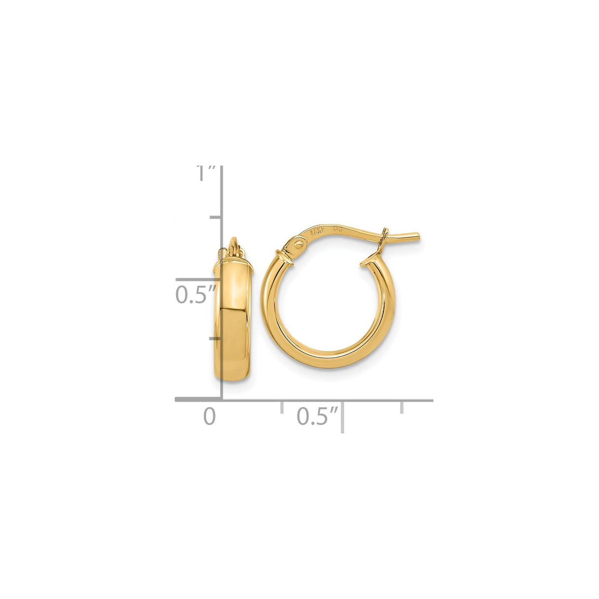 10k Yellow Gold Hoop Earrings, Classic Minimalist Thin Round Design, Latch-Back Closure