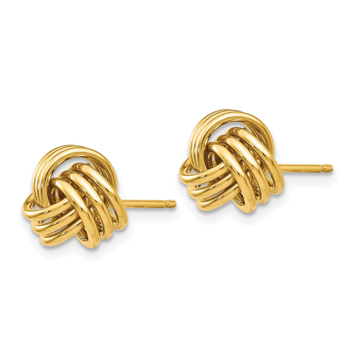 10k Yellow Gold Love Knot Stud Earrings with Polished Interwoven Design for Women