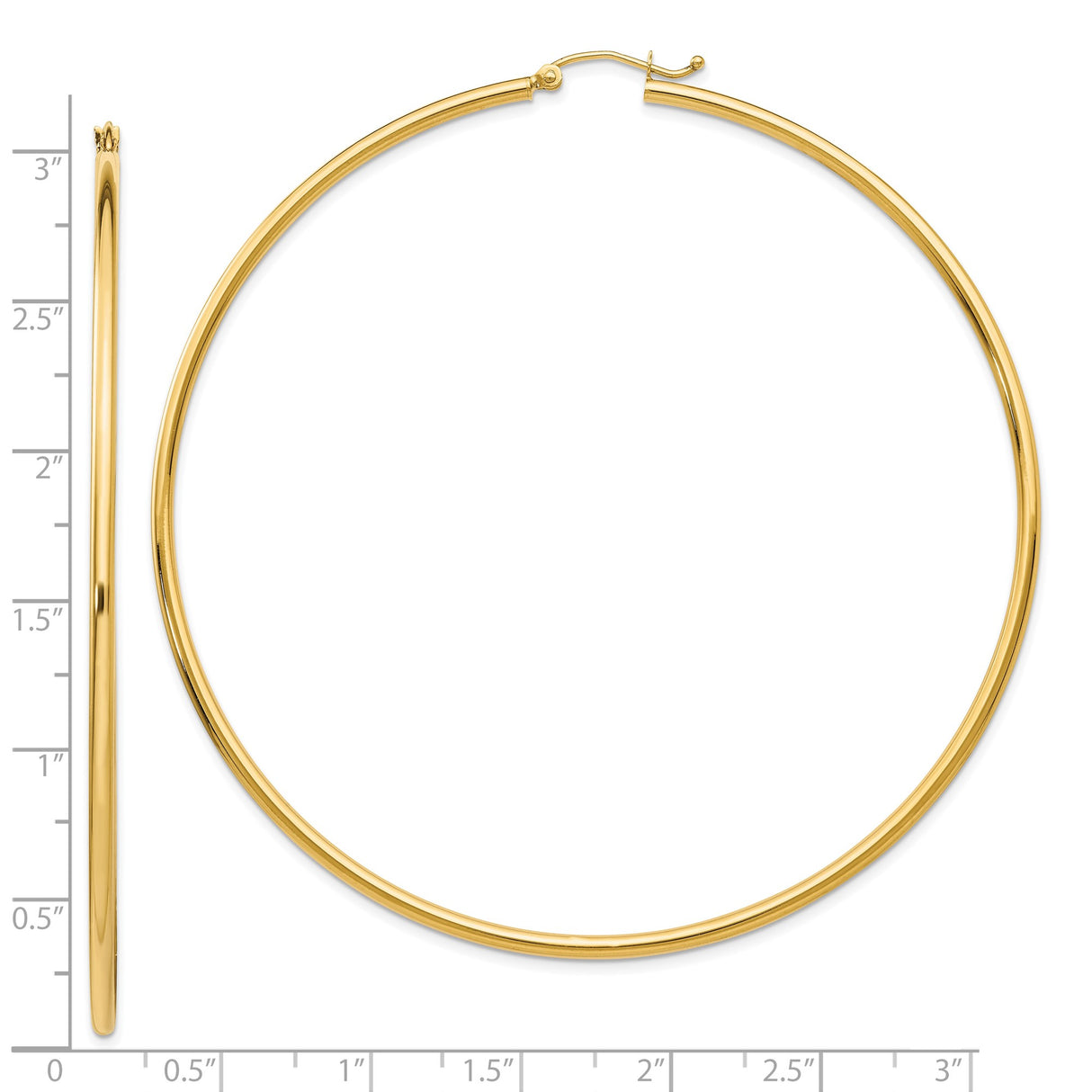 10k Yellow Gold Hoop Earrings, Large Classic Minimalist Design for Women