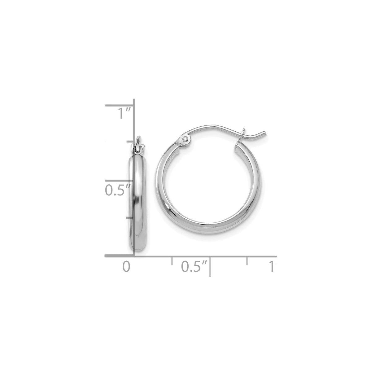10k White Gold Hoop Earrings with Snap-Back Closure, Polished Minimalist Style for Women