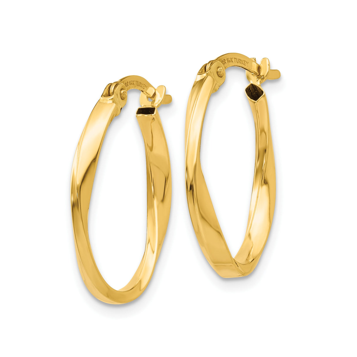 10k Yellow Gold Twisted Oval Hoop Earrings, Polished Finish, Lightweight Contemporary Design