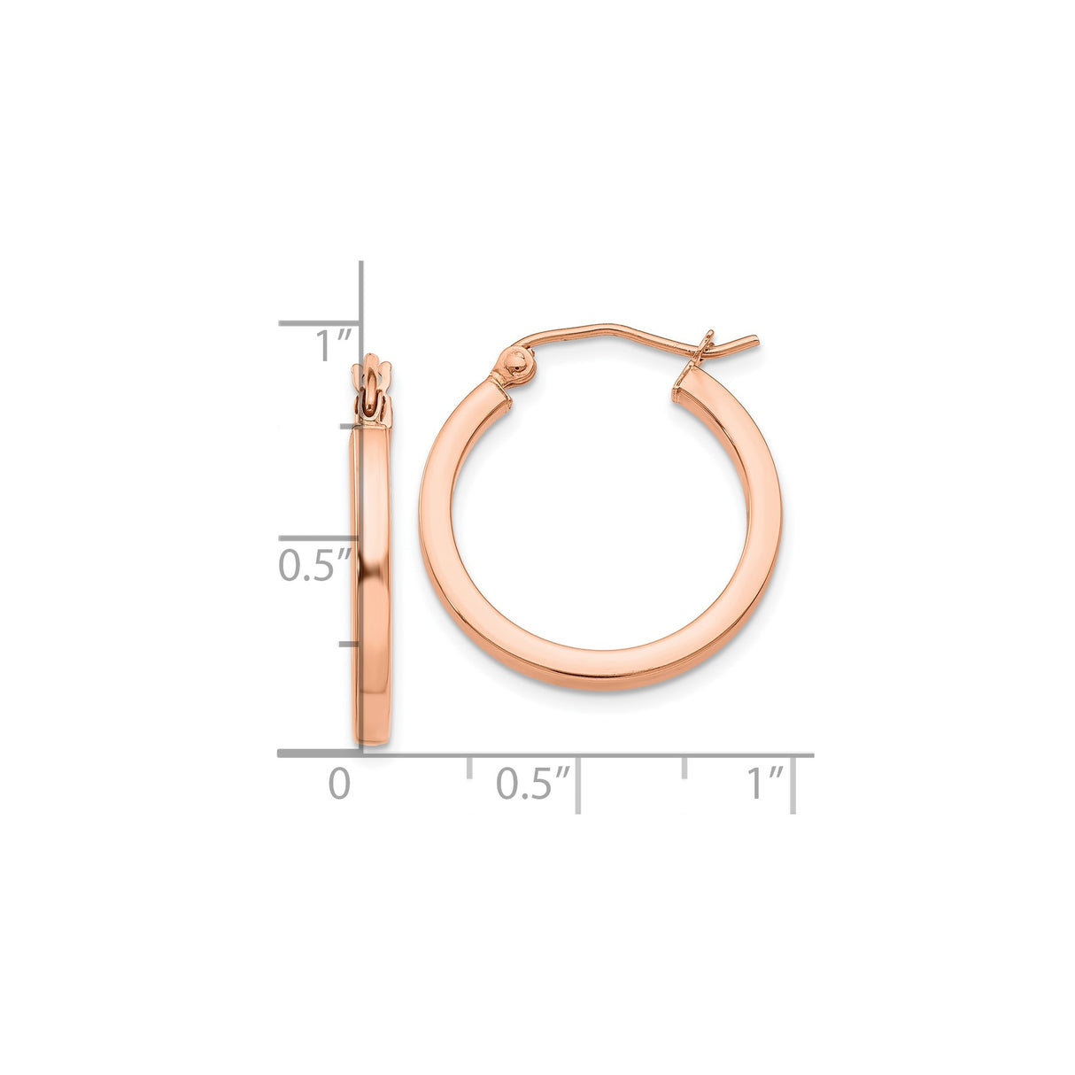 10k Rose Gold Hoop Earrings, High Polish Finish, Lightweight Classic Minimalist Design