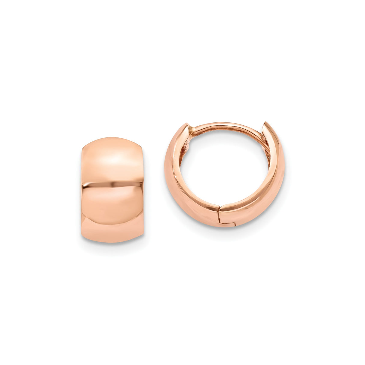 10k Rose Gold Huggie Hoop Earrings, Minimalist Polished Small Hoops for Women