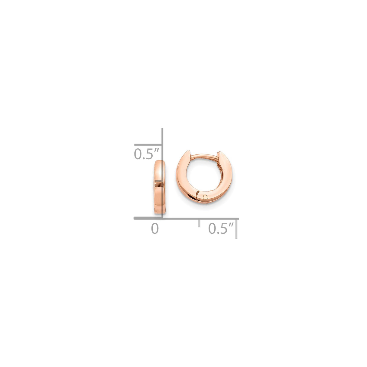 10k Rose Gold Small Hoop Earrings with Hinged Snap Closure, Polished Finish, Minimalist Design