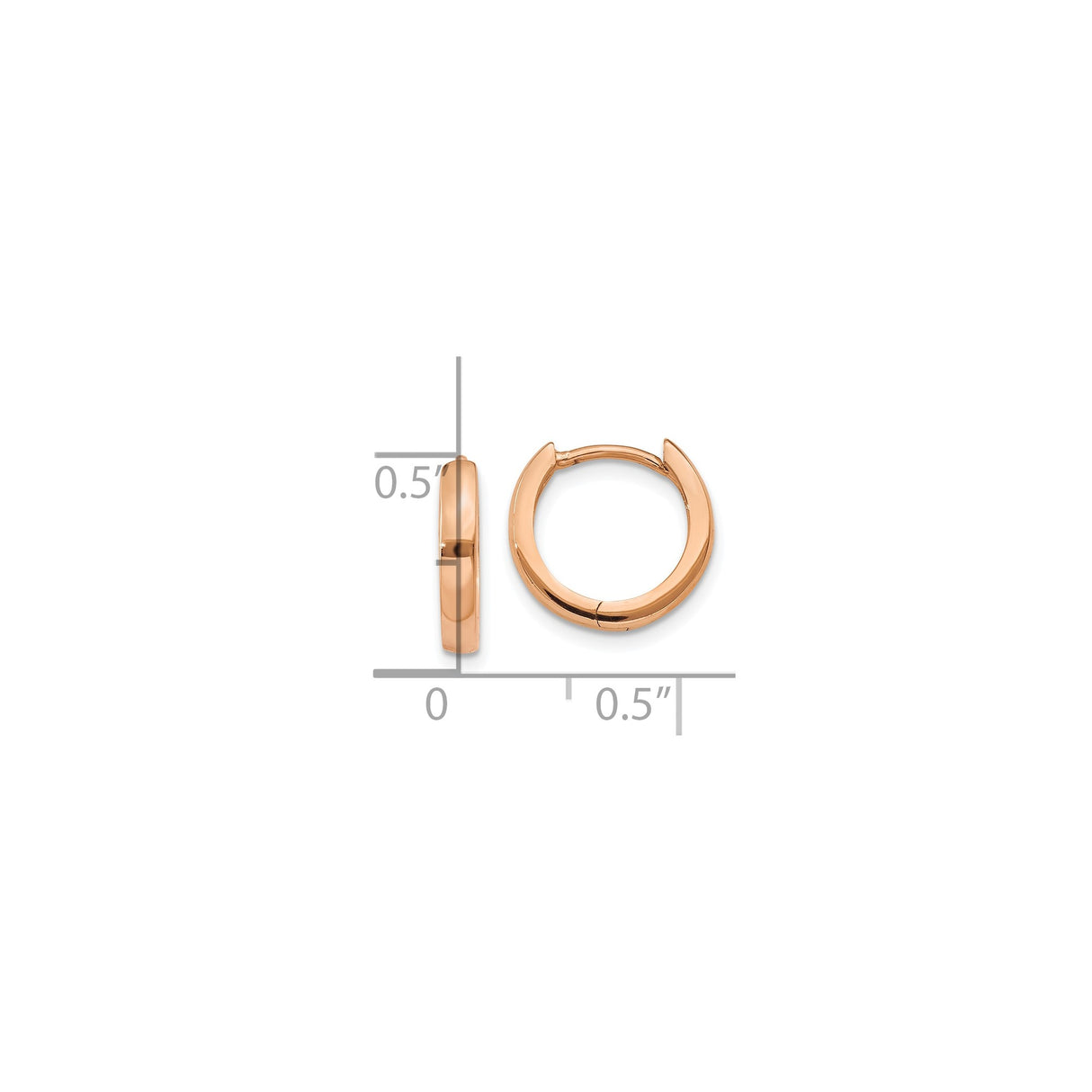 10k Rose Gold Hoop Earrings, Small Lightweight Polished Classic Style for Women and Unisex Wear