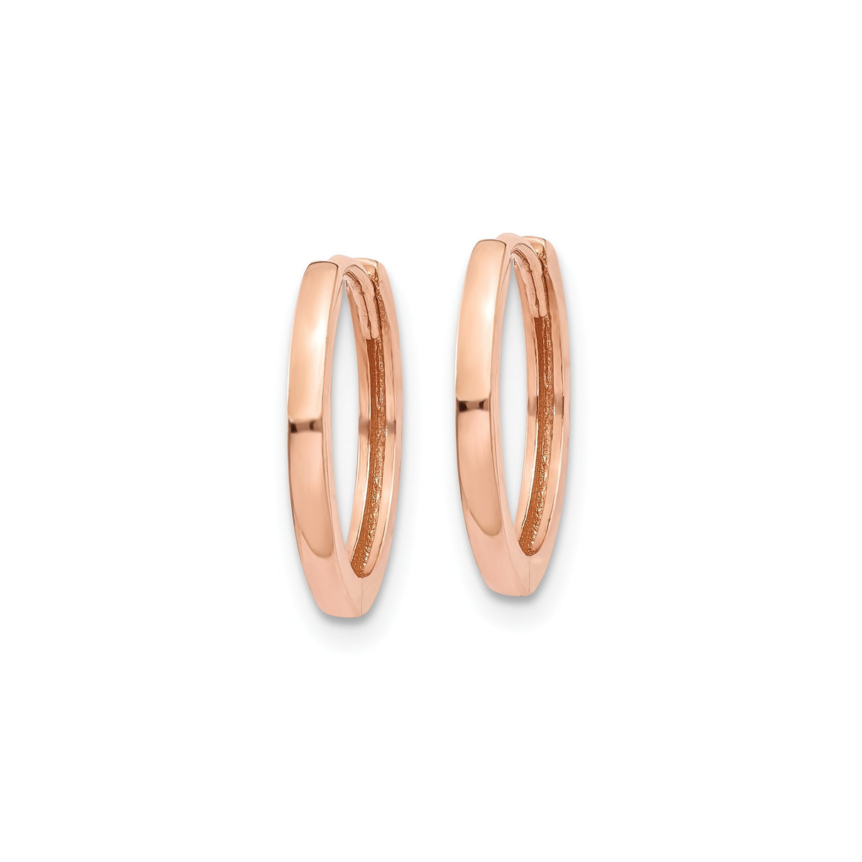 10k Rose Gold Hoop Earrings, Small Polished Hoops with Minimalist Design for Women