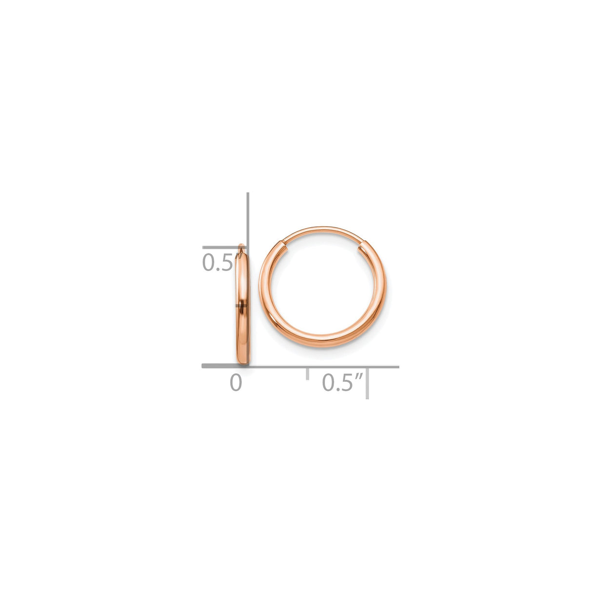 10k Rose Gold Hoop Earrings, Polished Minimalist Round Tube Style for Women